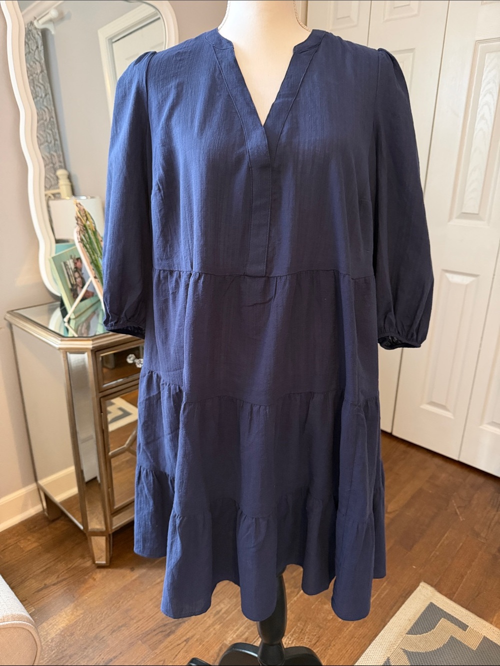Torrid Navy Tiered V-Neck Babydoll Dress ❤️ OO M/L 10